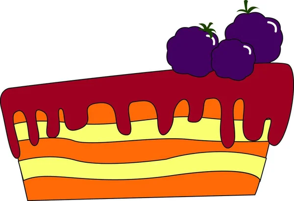 Stück Brombeerkuchen Illustration Vektor Auf Weißem Hintergrund — Stockvektor