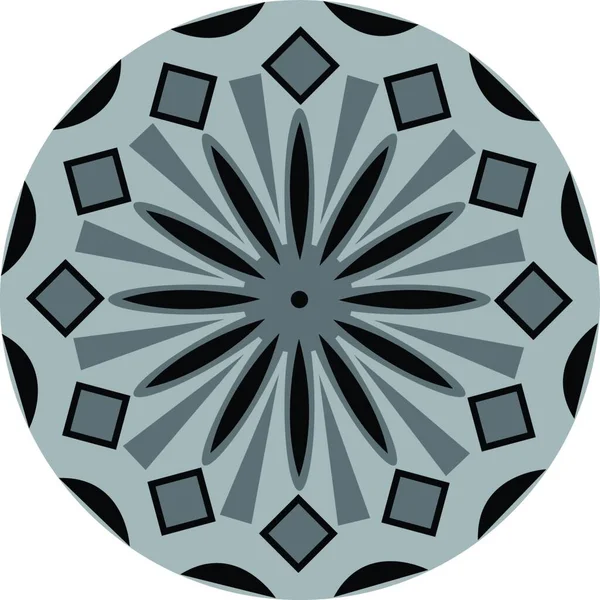 Diseño Mandala Color Gris Negro Con Efecto Caleidoscópico Vector Dibujo — Archivo Imágenes Vectoriales