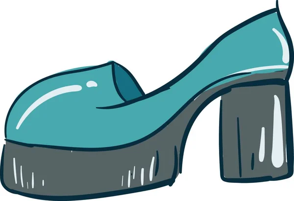 Sapato Salto Grande Azul Ilustração Vetor Fundo Branco —  Vetores de Stock