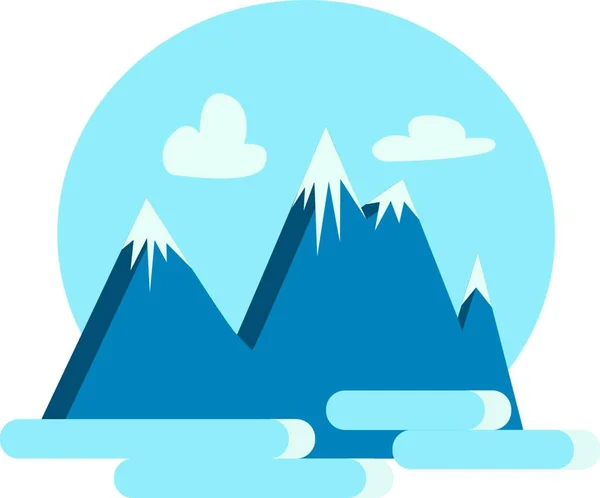 Clipart Blue Snow Covered Mountain Range Vector Color Drawing Illustration — Stock Vector