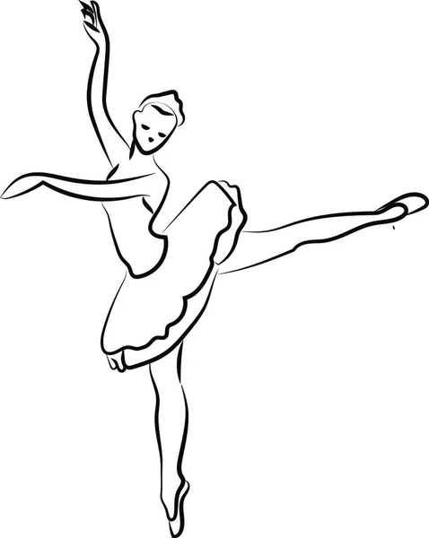 Ballerina Dansen Zwart Wit — Stockvector