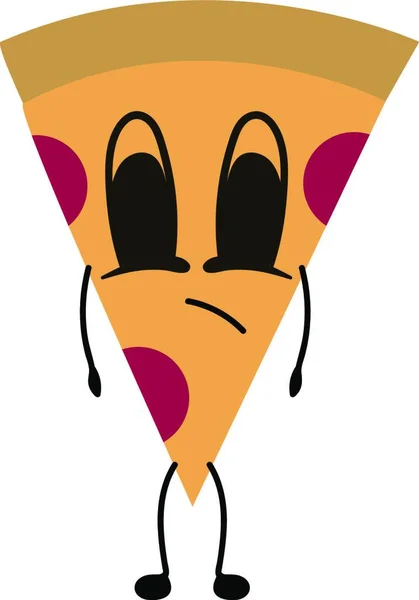 Sad Pizza Slice Illustration Vektor Vit Bakgrund — Stock vektor