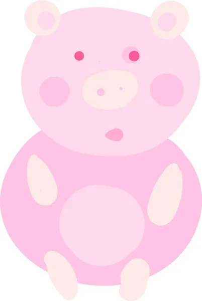 Cute Piglet Toy Pink Color Red Polka Dot Eyes Vector — Stock Vector