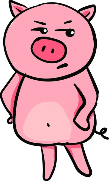 Petit Cochon Colère Illustration Vecteur Sur Fond Blanc — Image vectorielle