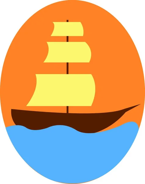 Clipart Barco Marinero Vintage Flotando Dibujo Ilustración Del Color Del — Vector de stock