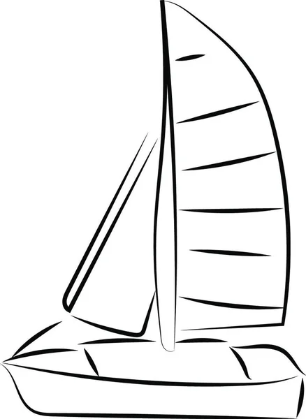 Zeilboot Schets Illustratie Vector Witte Achtergrond — Stockvector