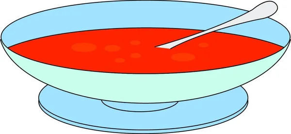 Bowl Van Tomatensoep Illustratie Vector Witte Achtergrond — Stockvector