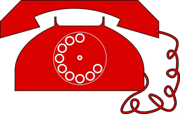 Vintage Röd Telefon Vektor Illustration Vit Bakgrund — Stock vektor