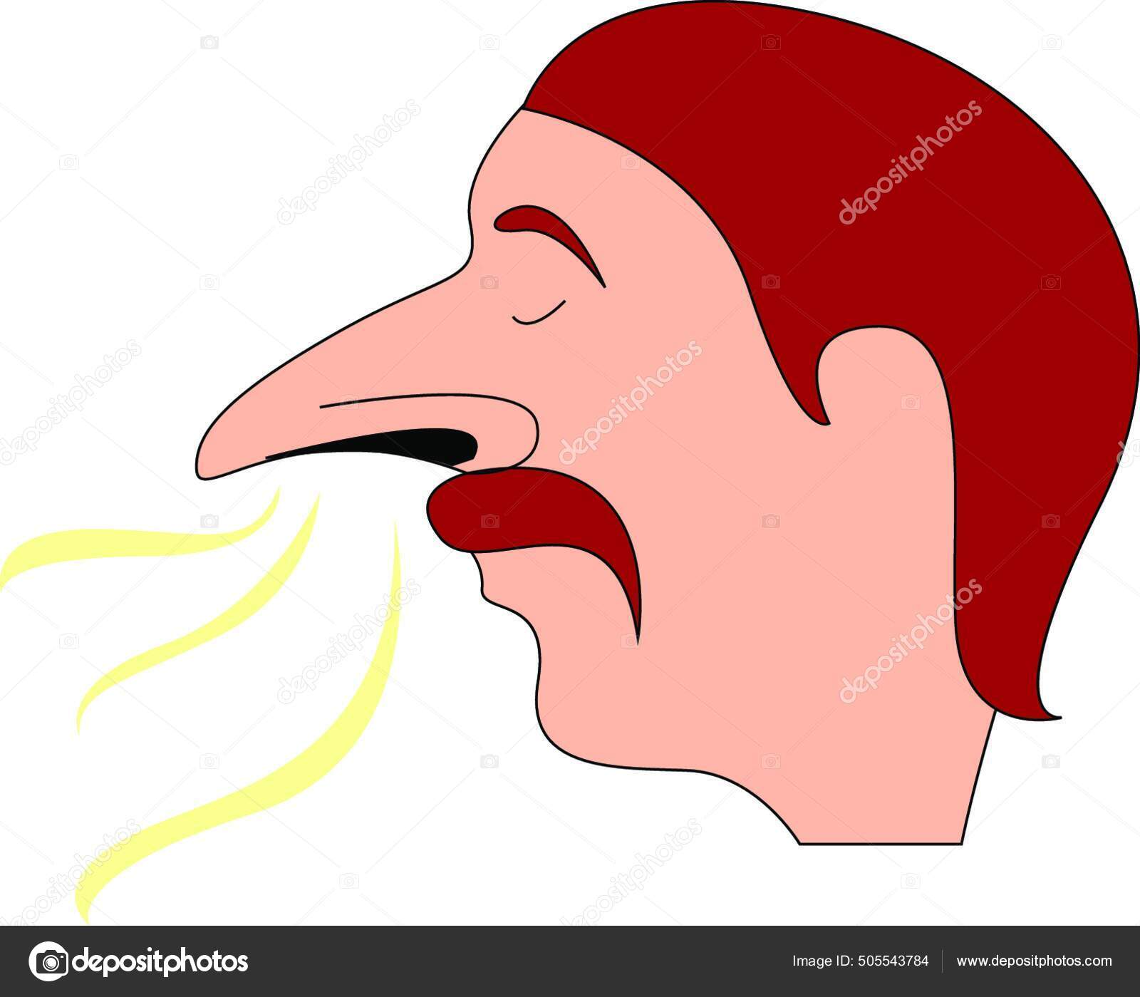Homme Avec Gros Nez Sentant Illustration Vecteur Sur Fond Blanc Stock Vector by