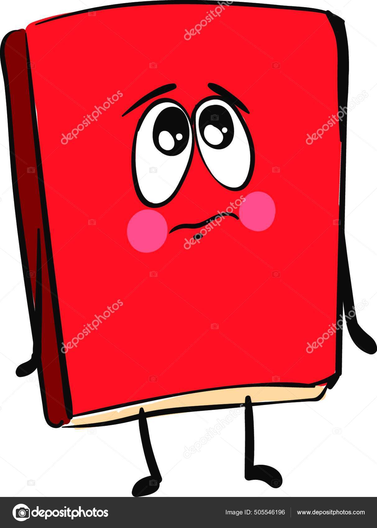 Ilustrasi Kartun Dari Sebuah Buku Dengan Wajah Sedih Vektor Stok oleh