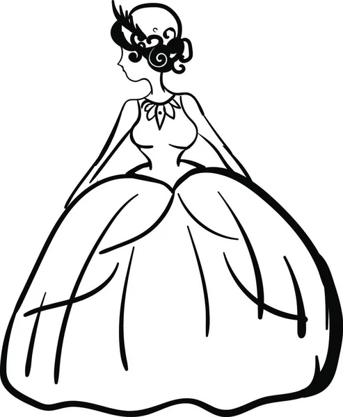 Femme Robe Mariée Illustration Vecteur Sur Fond Blanc — Image vectorielle