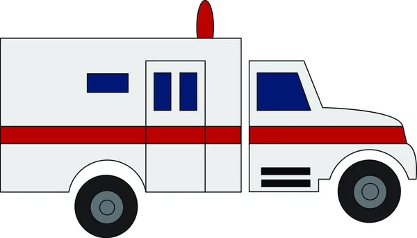 Ambulancia Coche Conduciendo Hospital Ilustración Impresión Vector Sobre Fondo Blanco — Archivo Imágenes Vectoriales