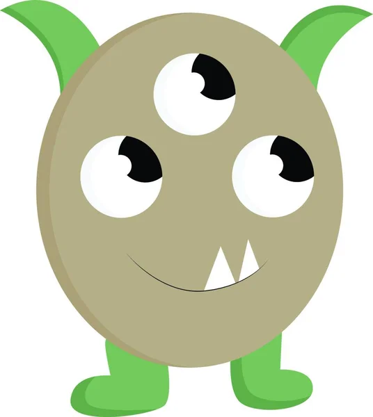 Baby Monster Met Ogen Illustratie Kleur Vector Witte Achtergrond — Stockvector