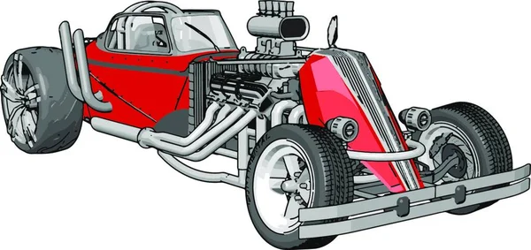 Roter Retro Rennwagen Illustration Vektor Auf Weißem Hintergrund — Stockvektor