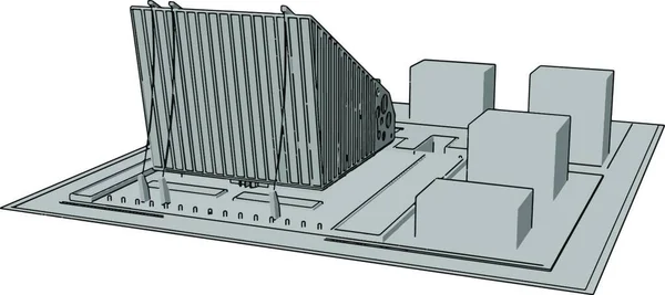 Modell Tető Épület Illusztráció Vektor Fehér Alapon — Stock Vector
