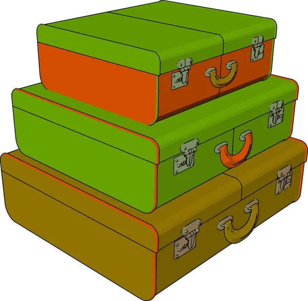 Illustration Eines Grünen Und Braunen Koffers — Stockvektor