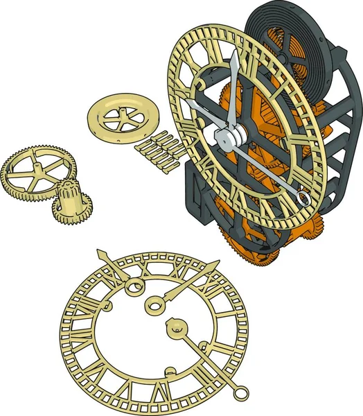 Ilustração Vetorial Relógio Com Uma Bússola —  Vetores de Stock