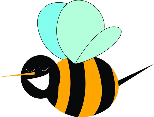 Smiling Bumble Bee Print Vector Sobre Fondo Blanco — Vector de stock