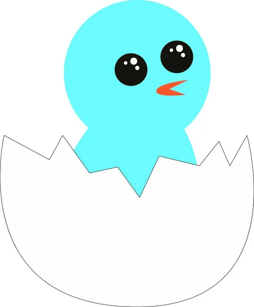 Yumurtadan Mavi Kuş Illüstrasyon Beyaz Arka Plan Vektör — Stok Vektör
