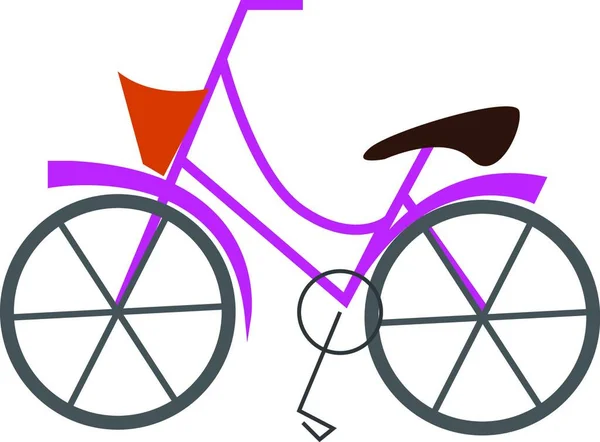 白い背景にバスケットのイラスト印刷ベクトルとピンクの自転車 — ストックベクタ