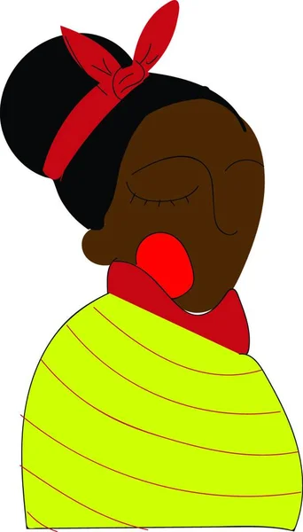 白い背景に伝統的な服のイラストのカラーベクトルで黒肌の女性 — ストックベクタ