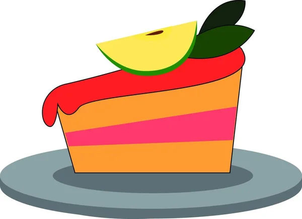 在顶部矢量彩色绘图或插图上的粉红色糖霜和樱桃的两层庆祝蛋糕 — 图库矢量图片