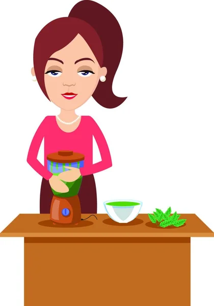 Woman Making Healthy Drink Illustration Vector White Background — Stock Vector