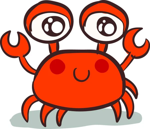 Vector Illustration Cute Orange Smiling Crab White Background — Stock Vector