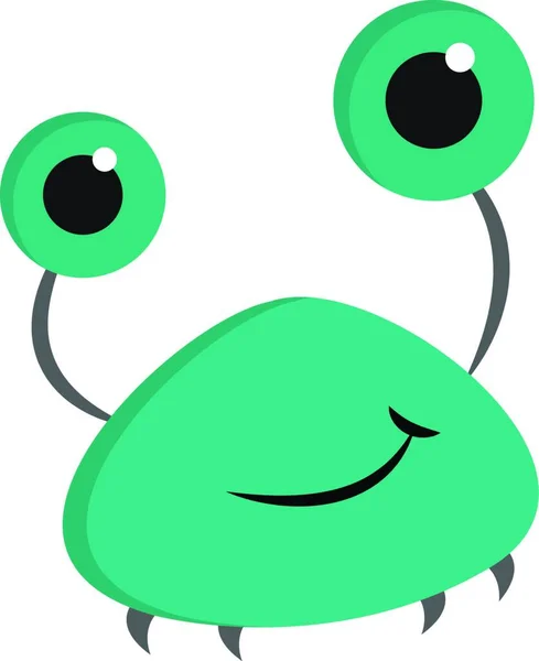 Cute Smiling Turquoise Monster Vector Illustratie Witte Achtergrond — Stockvector