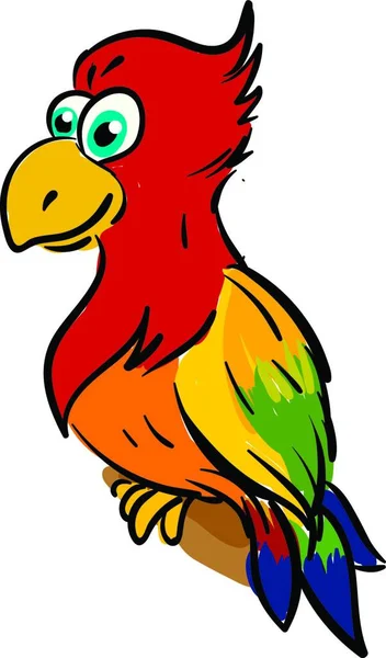 Niedlich Lächelnd Bunt Papagei Vektor Illustration Auf Weißem Hintergrund — Stockvektor
