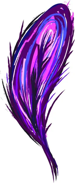 Painting Bright Feather Purple Color Vector Color Drawing Illustration — Stock Vector