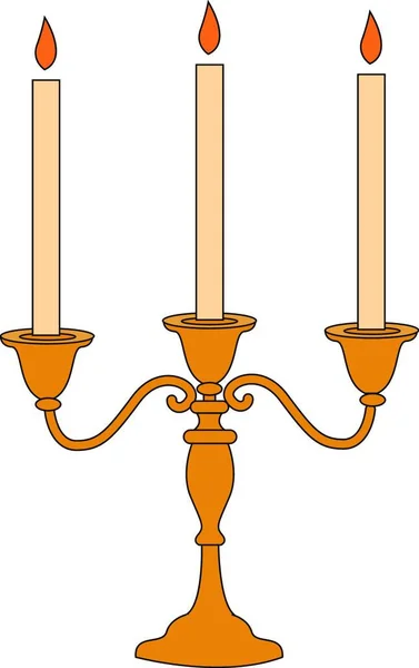 Abbildung Einer Kerze Mit Brennenden Kerzen — Stockvektor