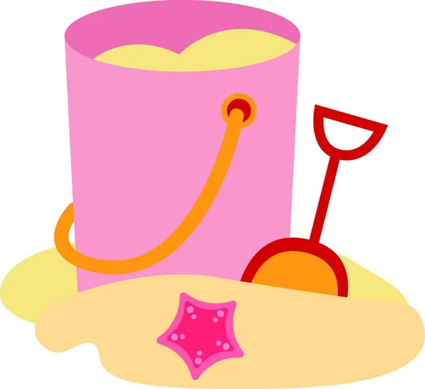 Pink Bucket Sand Illustration Vector White Background — Stock Vector