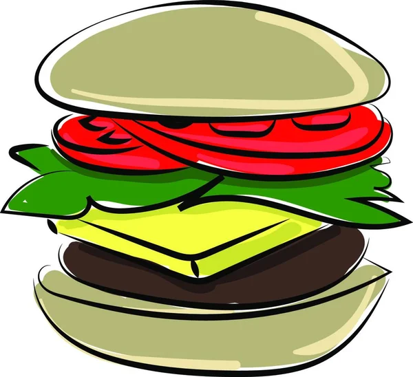 Illustration Eines Burgers Mit Einem Sandwich — Stockvektor