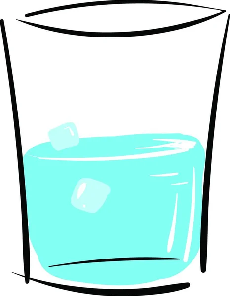 Ilustración Vectorial Simple Vaso Con Agua Cubitos Hielo Sobre Fondo — Archivo Imágenes Vectoriales