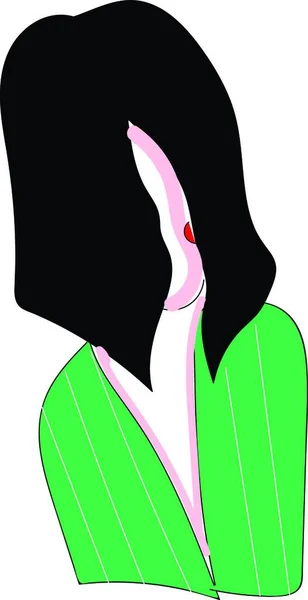 Retrato Abstrato Uma Menina Com Cabelo Preto Uma Camisa Verde — Vetor de Stock