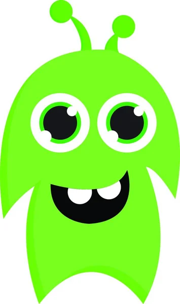 Happy Lime Green Monster Vector Illustratie Witte Achtergrond — Stockvector