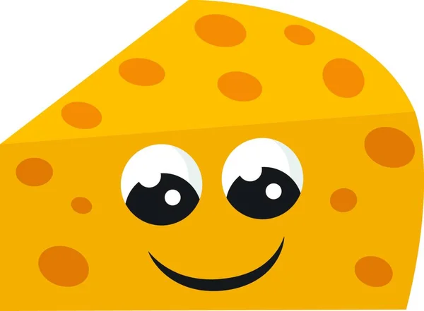 Illustration Vectorielle Fromage Suisse Jaune Souriante Sur Fond Blanc — Image vectorielle