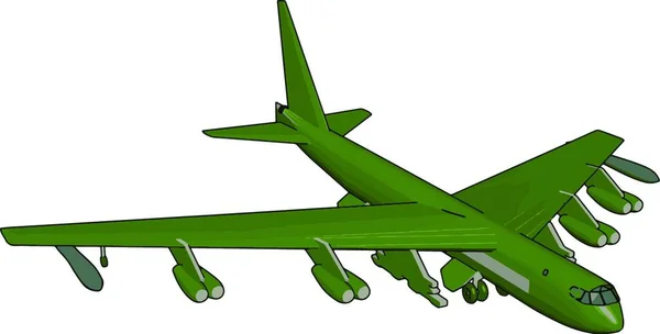 Aereo Militare Verde Con Missili Vettoriale Illustrazione Sfondo Bianco — Vettoriale Stock