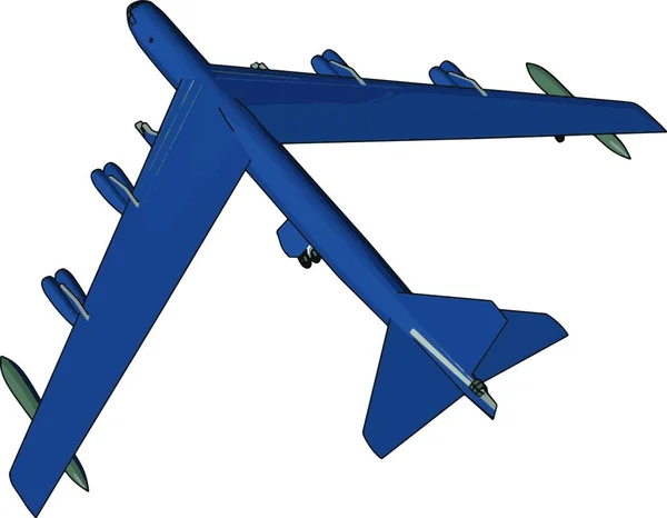 蓝色军事机飞机与导弹向量例证在白色背景 — 图库矢量图片