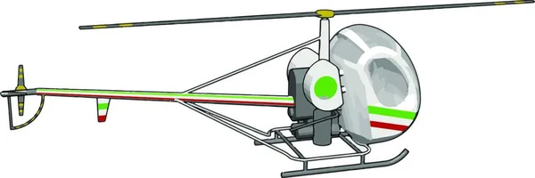 Hélicoptère Gris Avec Illustration Vectorielle Rayures Vertes Rouges Sur Fond — Image vectorielle