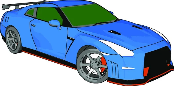 Blue Race Car Green Windows Orange Detailes Grey Rear Spoiler — Stock Vector