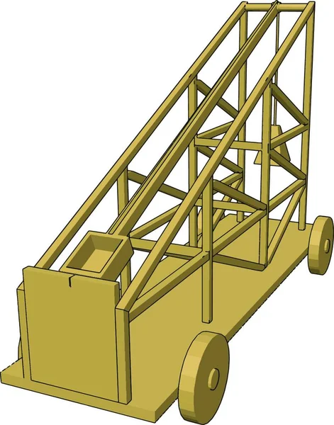 Eenvoudige Grijze Bouw Transport Voertuig Met Platform Vector Illustratie Witte — Stockvector