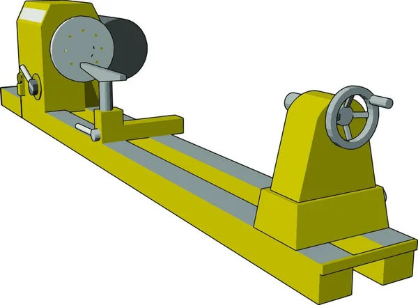 Gelbe Industrielle Drehmaschine Vektor Illustration Auf Weißem Hintergrund — Stockvektor