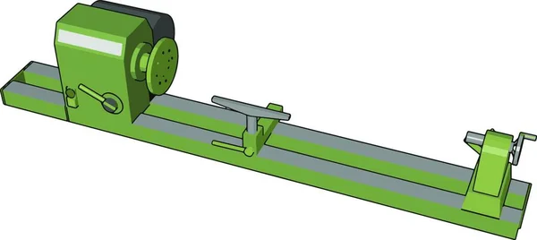 Industrielle Grüne Und Graue Vektor Darstellung Der Drehmaschine Auf Weißem — Stockvektor