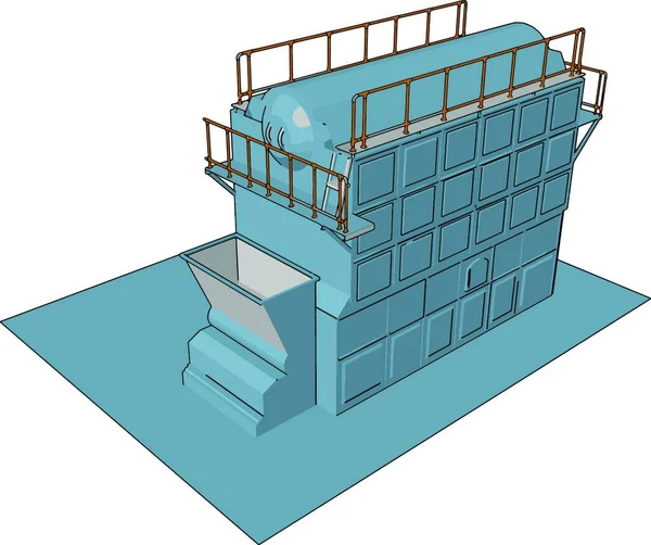 Illustrazione Vettoriale Industriale Blu Del Confezionatore Del Sacco Baclground Bianco — Vettoriale Stock