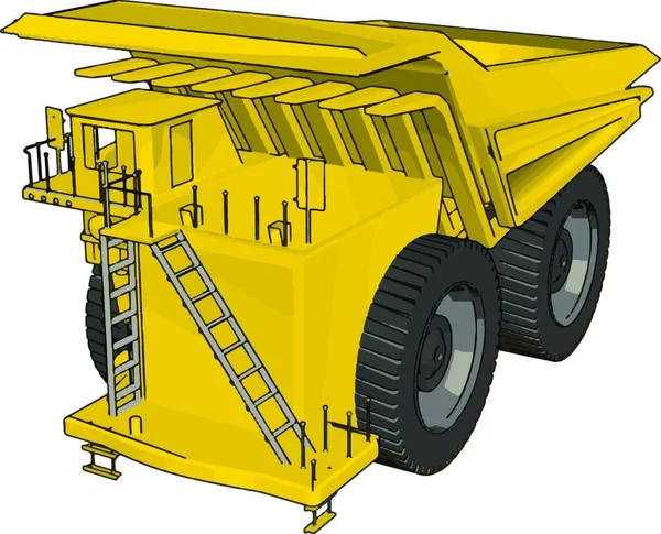 Vector Illustratie Van Een Gele Dumper Truck Witte Achtergrond — Stockvector