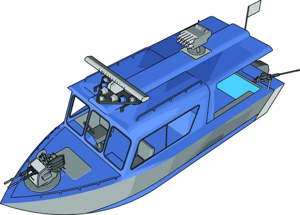 Gambar Vektor Pada Latar Belakang Putih Dari Kapal Militer Berwarna - Stok Vektor