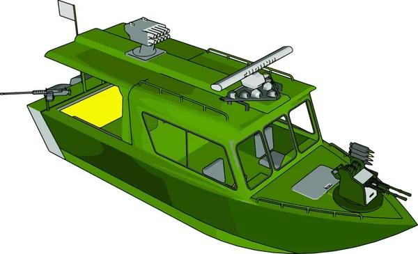 Illustration Vectorielle Sur Fond Blanc Bateau Militaire Gris Vert — Image vectorielle