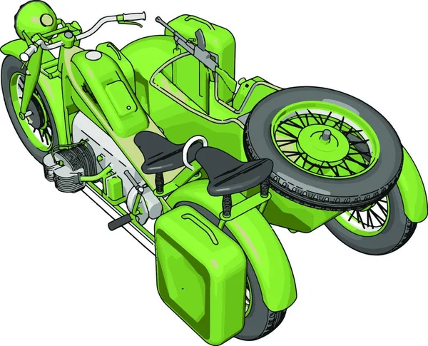 Vektor Illustration Vit Bakgrund Militär Motorcykel Med Sidovagn — Stock vektor